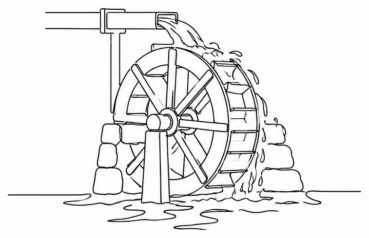 The mill wheel, turning