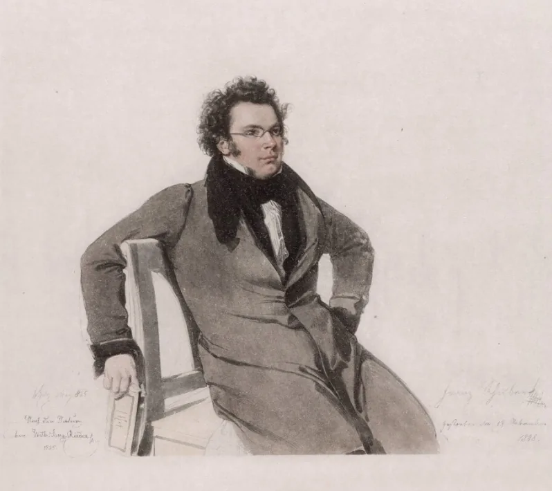 Franz Schubert, watercolour by Wilhelm August Rieder, 1825