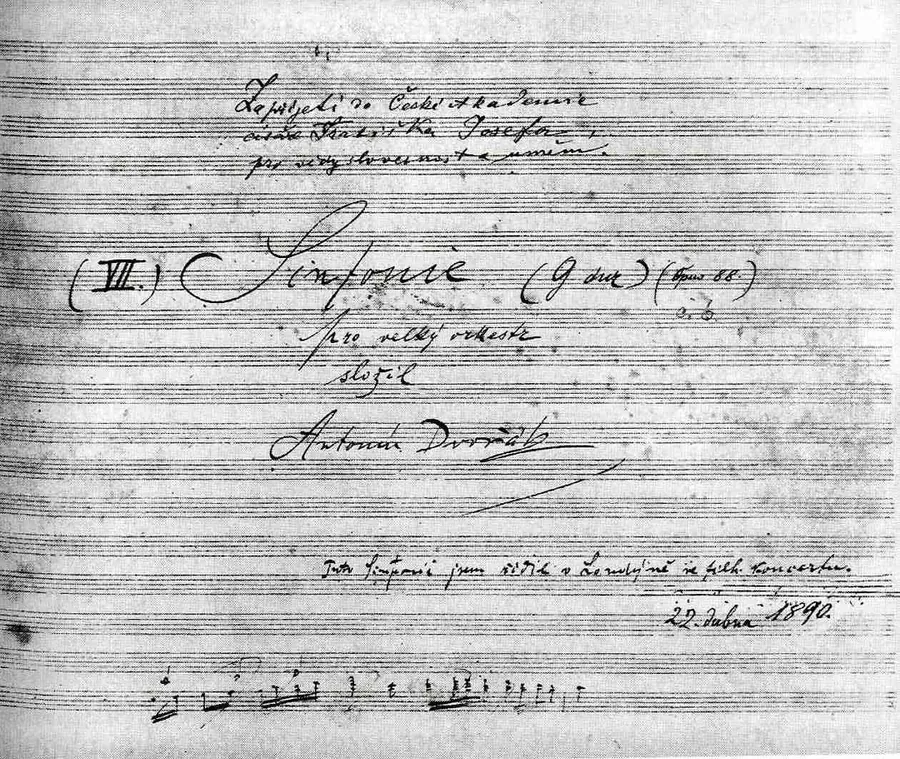 Titelblatt seiner autographen Partitur der Achten Symphonie