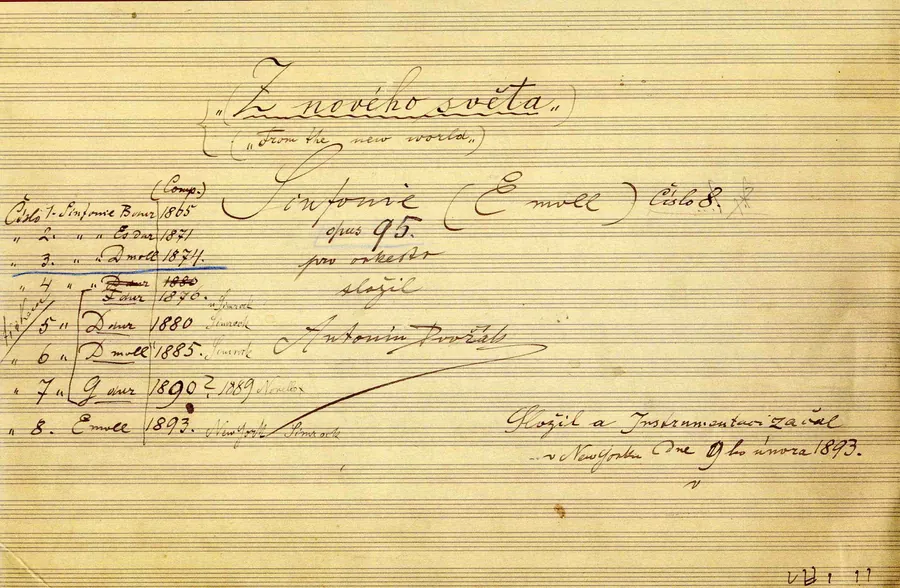Title page of his autograph score of the Symphony “From the New World”, 1893