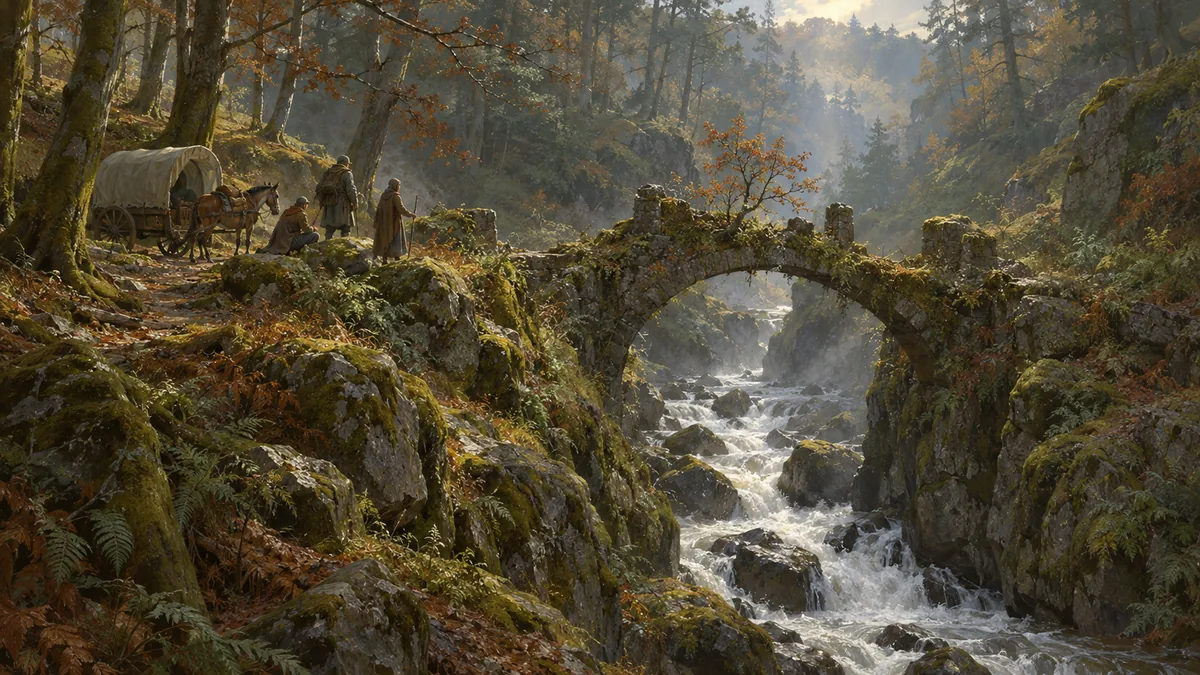 One stone arch over the brook, deep in the Great Wood.